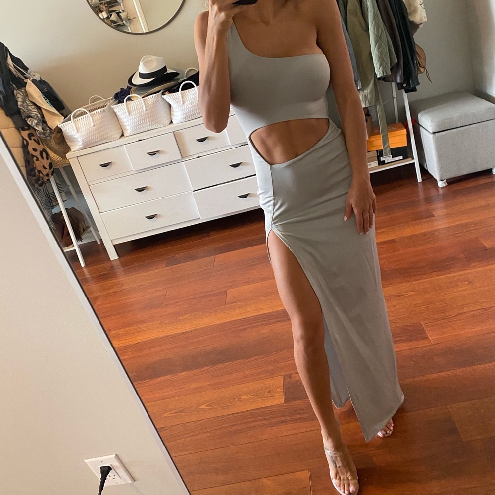 Revolve • XXS slit dress • Slate